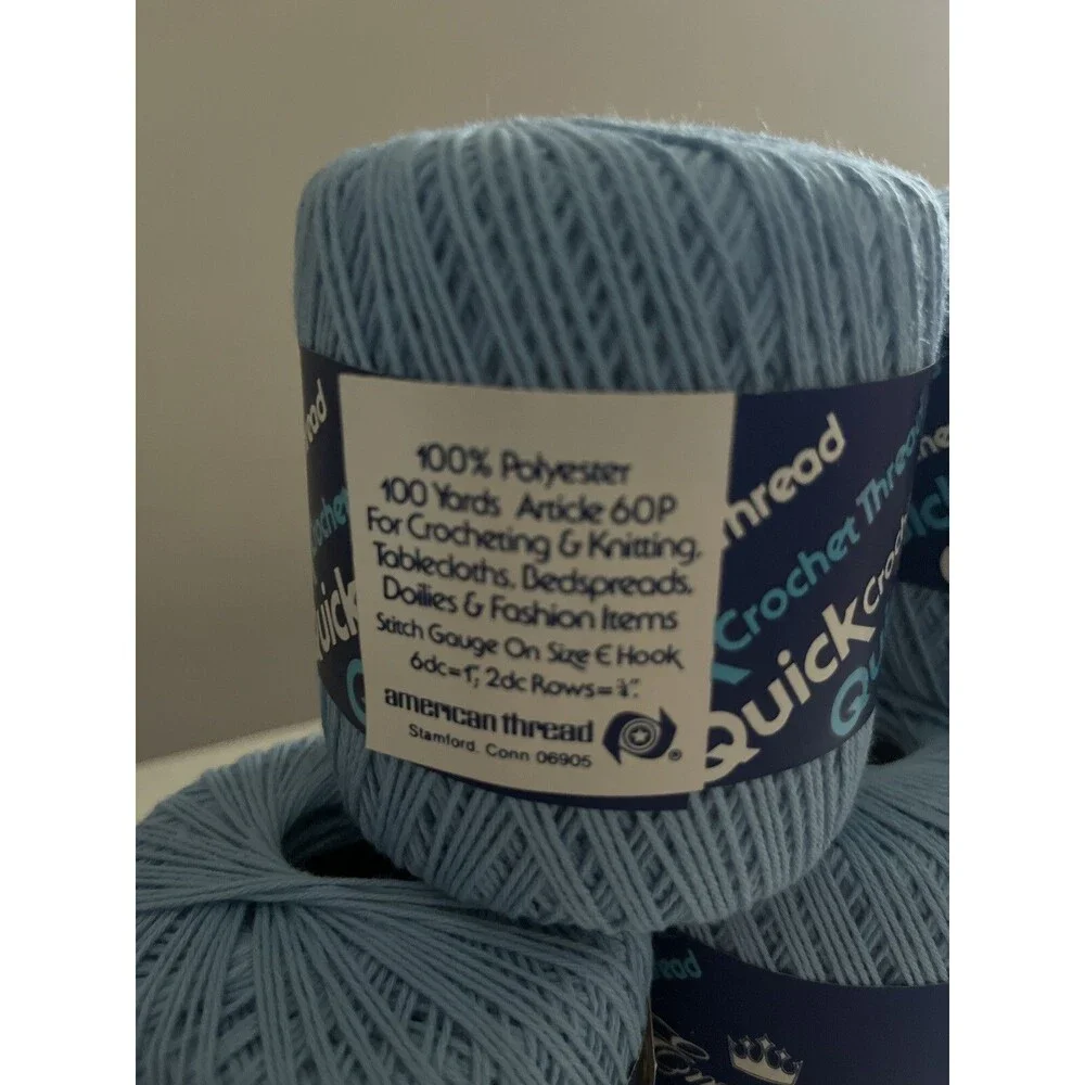 Vintage Empress Quick Crochet Thread, Blue, size 3, lot of 10 (100 yds each) USA - Picture 3 of 5